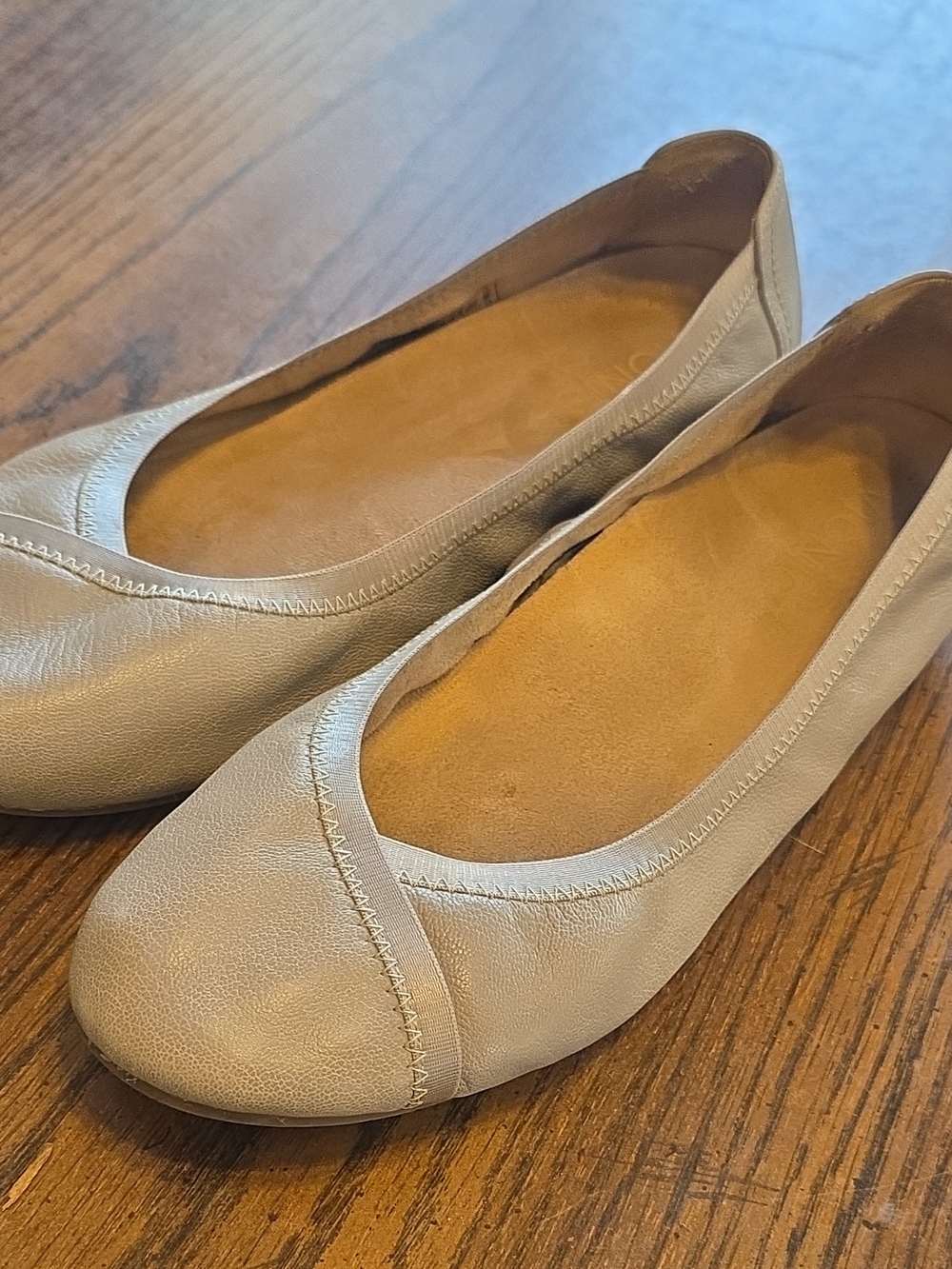 Vionic Spark Caroll Light Grey Leather Ballet Flats Orthotic Support Size 8 Wide